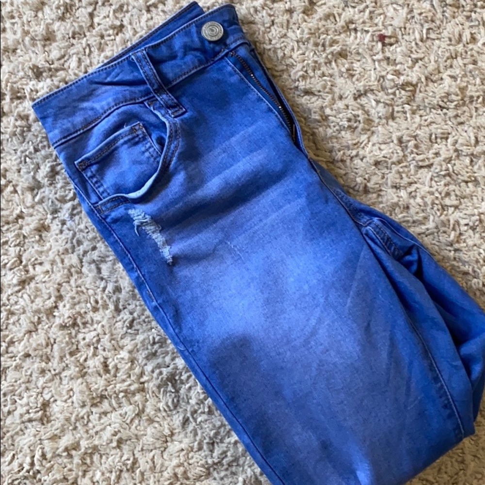 Blue Denim High Rise Ankle Jeggins